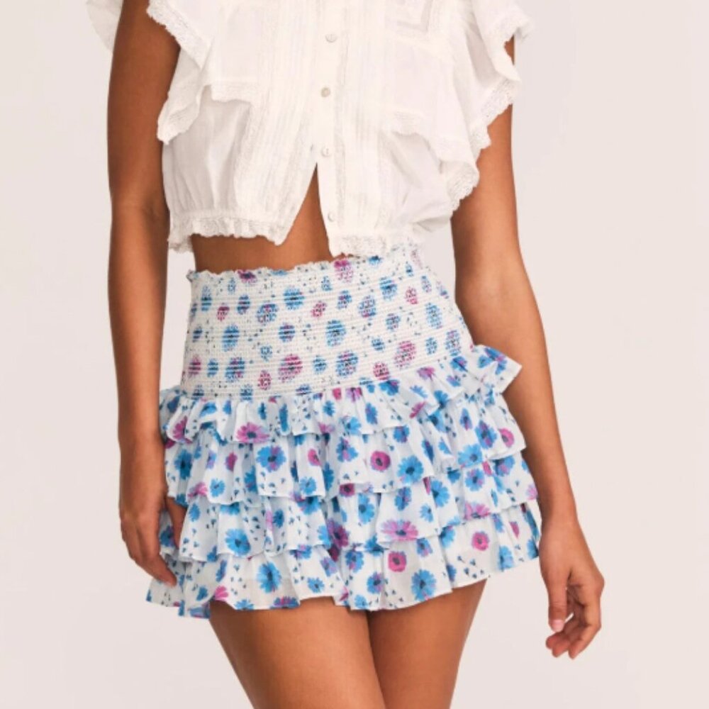LoveShackFancy yorkie floral mini skirt